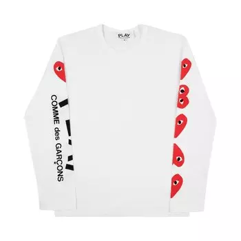 Футболка Comme des Garons PLAY Five Heart Logo Long-Sleeve T-Shirt 'White', белый