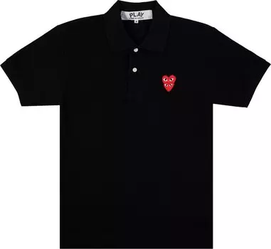 Футболка Comme des Garons PLAY Heart Logo Short-Sleeve Polo 'Black', черный