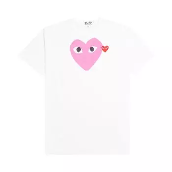 Футболка Comme des Garons PLAY Hearts Розовая