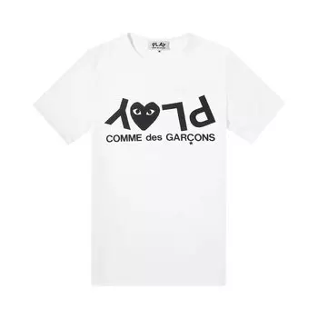 Футболка Comme des Garons PLAY Inverted Text Logo Tee 'White', белый
