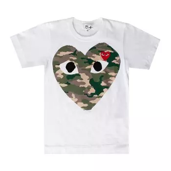 Футболка Comme des Garons PLAY с камуфляжным сердечком, цвет Белый