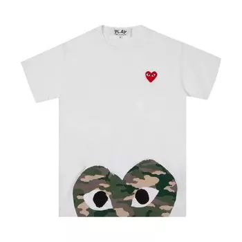 Футболка Comme des Garons PLAY с камуфляжным сердечком, цвет Белый