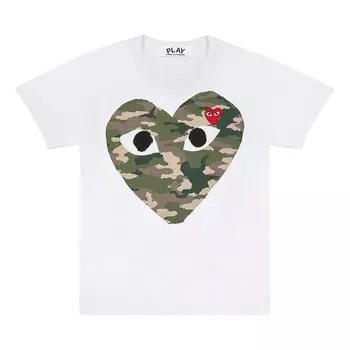 Футболка Comme des Garons PLAY с камуфляжным сердечком, цвет Белый