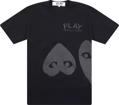 Футболка Comme des Garons PLAY Three Hearts T-Shirt 'Black', черный