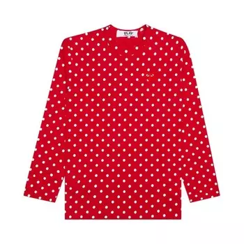 Футболка Comme des Garons Polka Dot Long-Sleeve Tee, красный