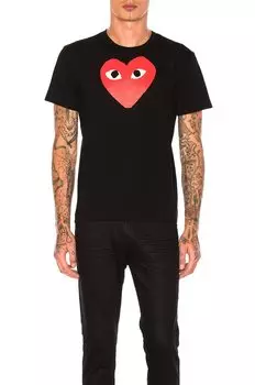 Футболка Comme des Garons Printed Red Heart Cotton, черный