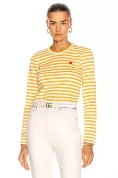 Футболка Comme des Garons Small Red Heart Striped, желтый
