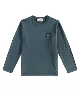Футболка Compass из хлопкового джерси Stone Island Junior, серый