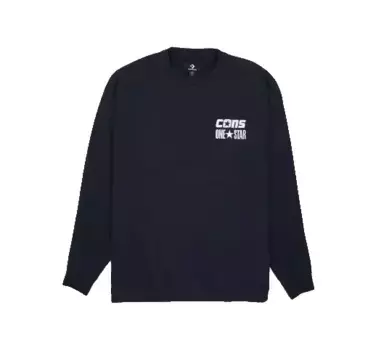 Футболка cons one star crew sweatshirt 'black' Converse, черный