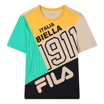 Футболка contrast color stitching logo short sleeve blue Fila, синий