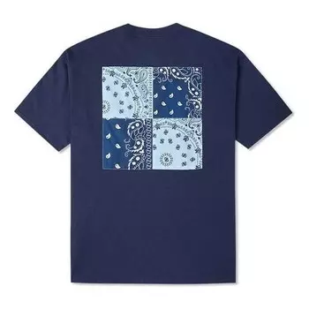 Футболка contrasting colors cashew loose round neck short sleeve couple style blue Converse, синий