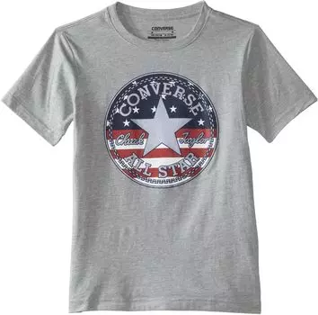 Футболка Converse Kids American Flag Chuck Tee (Big Kids), цвет Dark Grey Heather