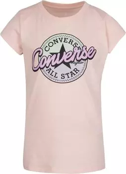 Футболка Converse Rhinestone Script Tee, цвет Storm Pink