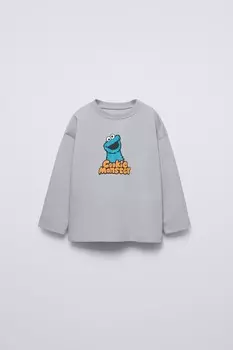 Футболка cookie monster улица сезам ZARA, серый