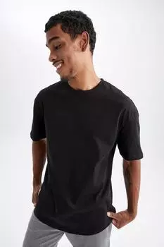 Футболка Cool Comfort Fit с круглым вырезом из 100% хлопка DeFacto, черный