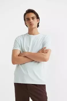 Футболка COOLMAX Slim Fit H&amp;M, светло-синий