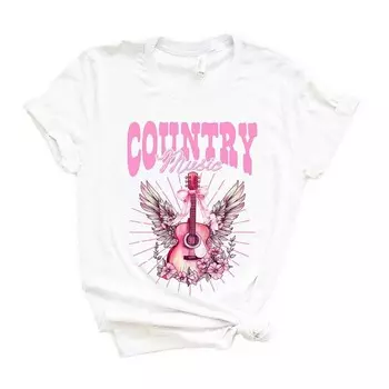 Футболка Coquette Country Music с короткими рукавами и рисунком Simply Sage Market, белый