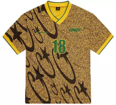 Футболка Corteiz Carni Stellations Football Jersey 'Yellow', желтый/черный/зеленый