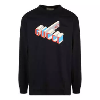 Футболка cotton jersey long sleeve t-shirt 'black' Gucci, черный