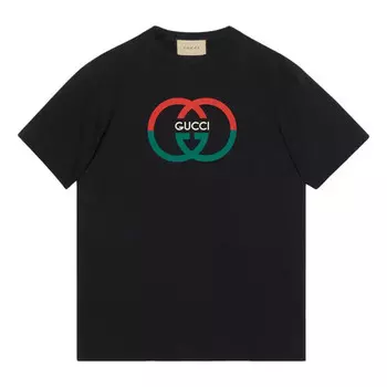 Футболка cotton jersey printed t-shirt 'black' Gucci, черный