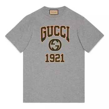 Футболка cotton jersey printed t-shirt 'grey' Gucci, серый