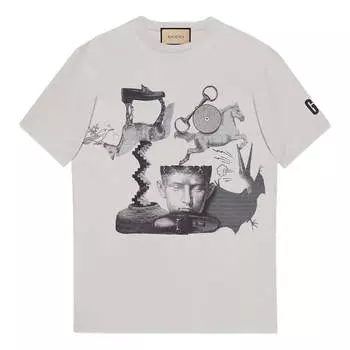 Футболка cotton jersey printed t-shirt 'light grey' Gucci, серый