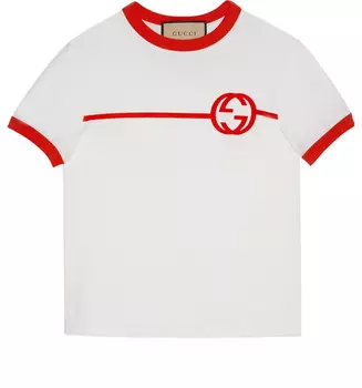 Футболка cotton jersey printed t-shirt 'off white' Gucci, белый