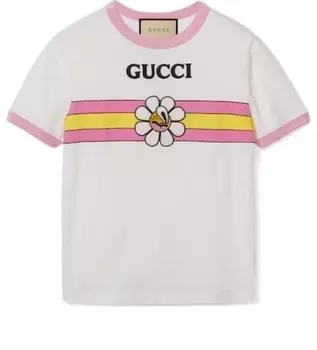 Футболка cotton jersey printed t-shirt 'off white' Gucci, белый