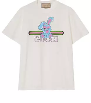 Футболка cotton jersey printed t-shirt 'off white' Gucci, белый