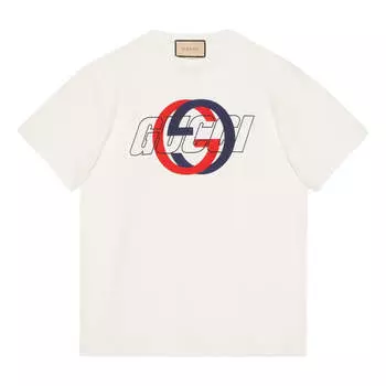 Футболка cotton jersey printed t-shirt 'white' Gucci, белый