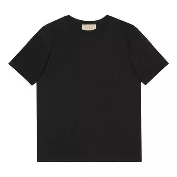 Футболка cotton jersey t-shirt with double g 'black' Gucci, черный