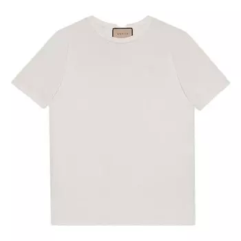 Футболка cotton jersey t-shirt with double g 'white' Gucci, белый