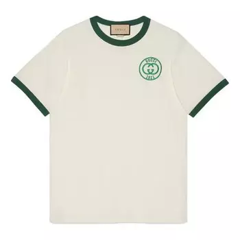 Футболка cotton jersey t-shirt with embroidery 'off white' Gucci, белый