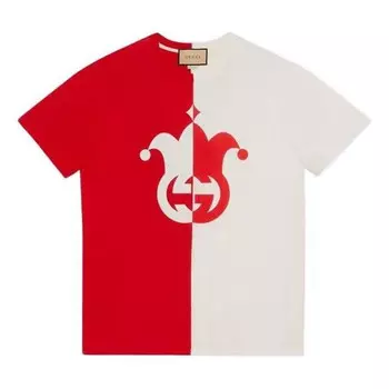 Футболка cotton jersey t-shirt with jester clown print 'red white' Gucci, красный