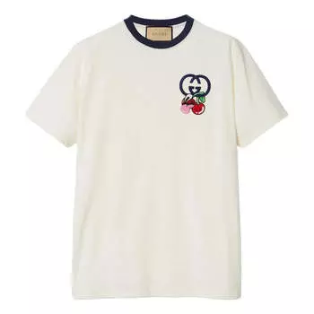 Футболка cotton jersey t-shirt with patch 'off white' Gucci, белый