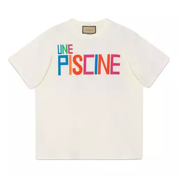 Футболка cotton jersey t-shirt with print 'ivory' Gucci, белый