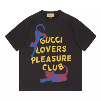 Футболка cotton jersey t-shirt with print 'black' Gucci, черный