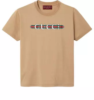 Футболка cotton jersey t-shirt with print 'beige' Gucci, бежевый
