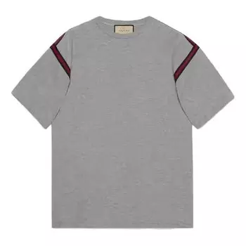 Футболка cotton jersey t-shirt with web 'grey' Gucci, серый