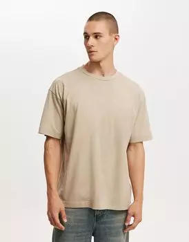 Футболка Cotton:On Box fit бежевого цвета