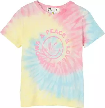 Футболка COTTON ON License Short Sleeve Tee, цвет Lcn Smi Smiley Love Peace/Rainbow Tie-Dye