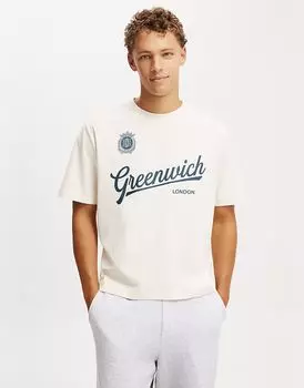 Футболка Cotton:On укороченного кроя с графическим принтом в кремово-белом цвете