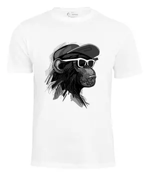 Футболка Cotton Prime mit Affenmotiv Cool Monkey mit Brille, белый