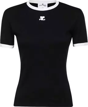 Футболка Courrges Bumpy Contrast T-Shirt Black/Heritage White, черный