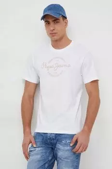 Футболка Craigton из хлопка Pepe Jeans, белый