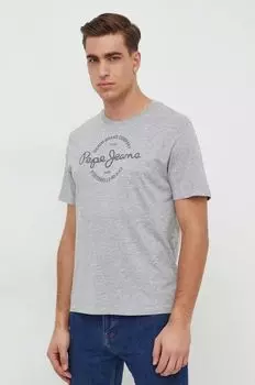 Футболка Craigton из хлопка Pepe Jeans, серый