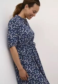 Футболка Cralora Cream, темно-синий мелкий цветочек