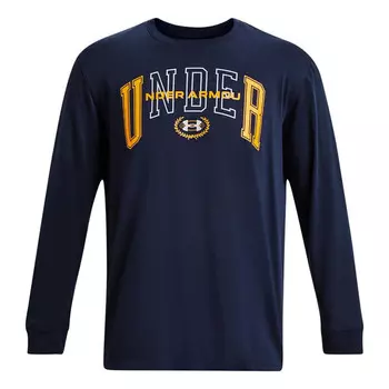 Футболка crest heavyweight long sleeve t-shirt 'midnight navy gold' Under Armour, синий