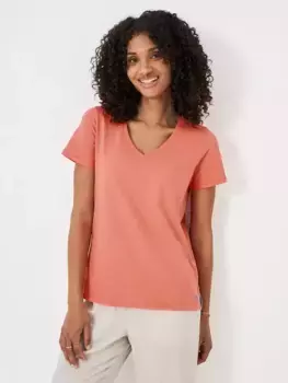 Футболка Crew Clothing Perfect V-Neck Slub, цвет coral/orange