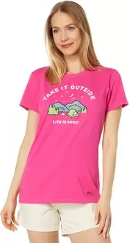 Футболка Crusher-Lite с короткими рукавами Take It Out Camping Life is Good, цвет Raspberry Pink